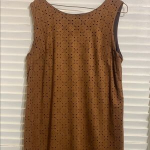 Faux Suede open pattern Brown dress size S Maurice’s super soft cute back